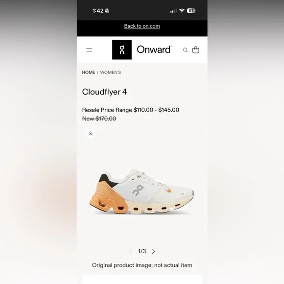 On Running Cloudflyer 4 White | Copper Athletic Shoes Size W8 (New with Box) - Picture 8 of 8